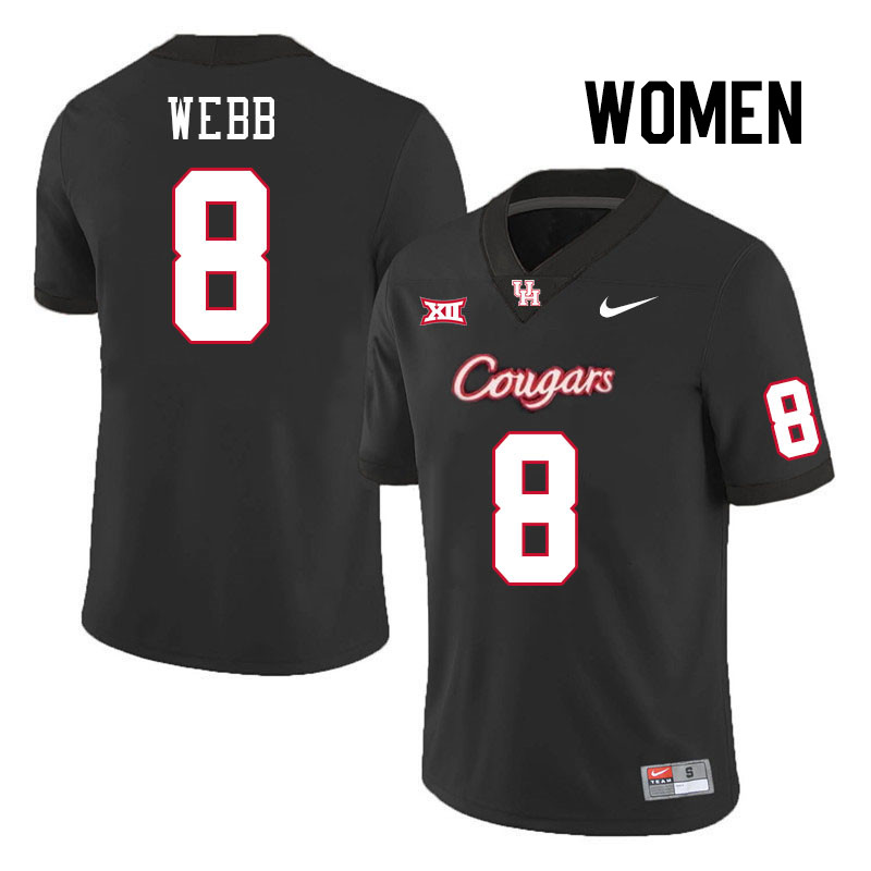 Women #8 Kentrell Webb Houston Cougars College Football Jerseys Stitched-Black